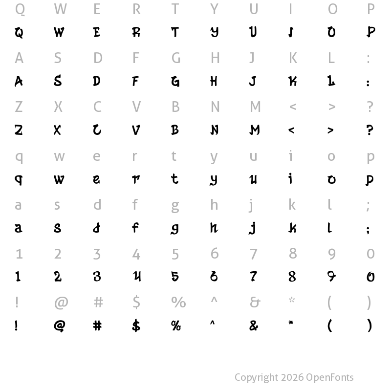 Character Map of Tough Art Regular