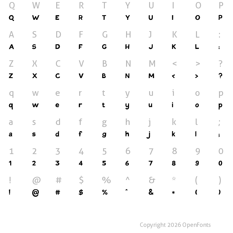 Character Map of Tovari Sans Bold