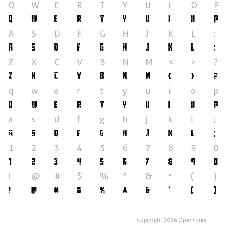 Character Map of Tower Ruins Condensed Condensed