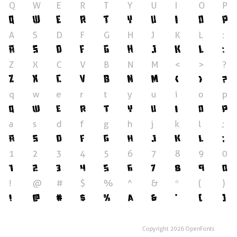 Character Map of Tower Ruins Rotated Regular