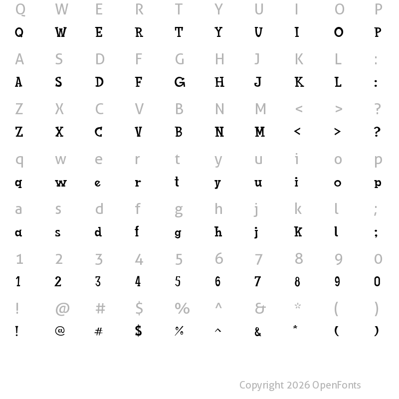Character Map of Toy Toy Toon Regular