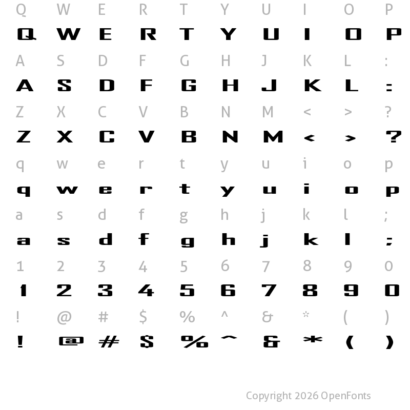 Character Map of TR Heavy