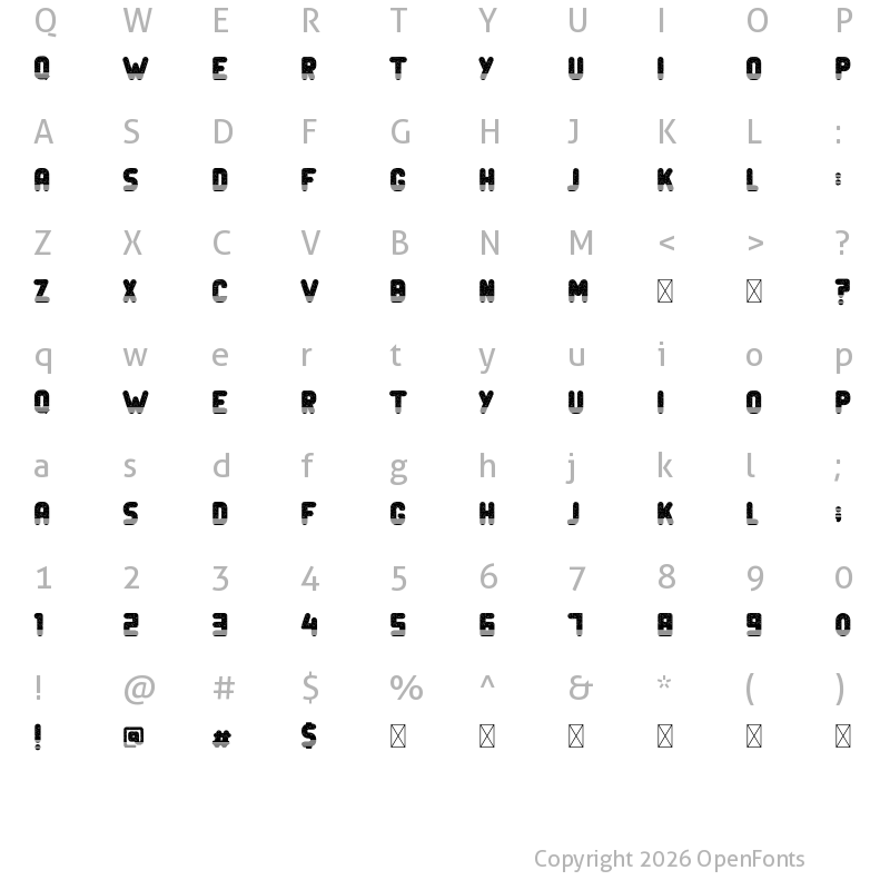 Character Map of Tracking Bold
