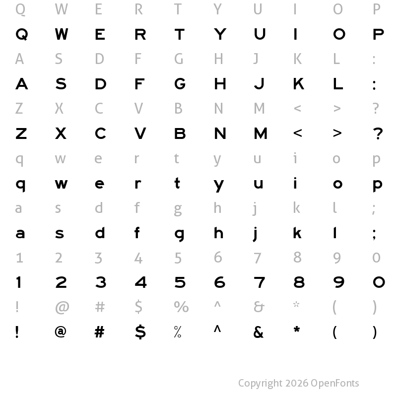 Character Map of Traffic 05 Regular