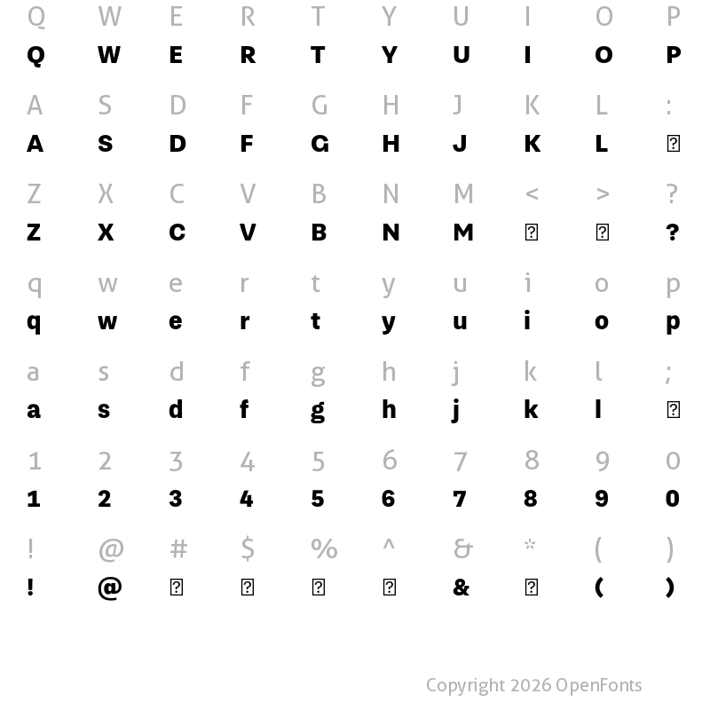 Character Map of TragicGrotesk Black-Trial