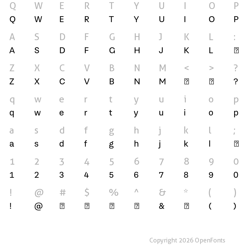 Character Map of TragicGrotesk Regular-Trial