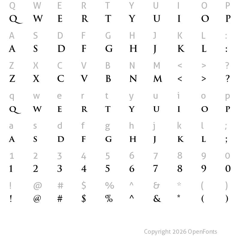 Character Map of Trajan Pro 3 Semibold