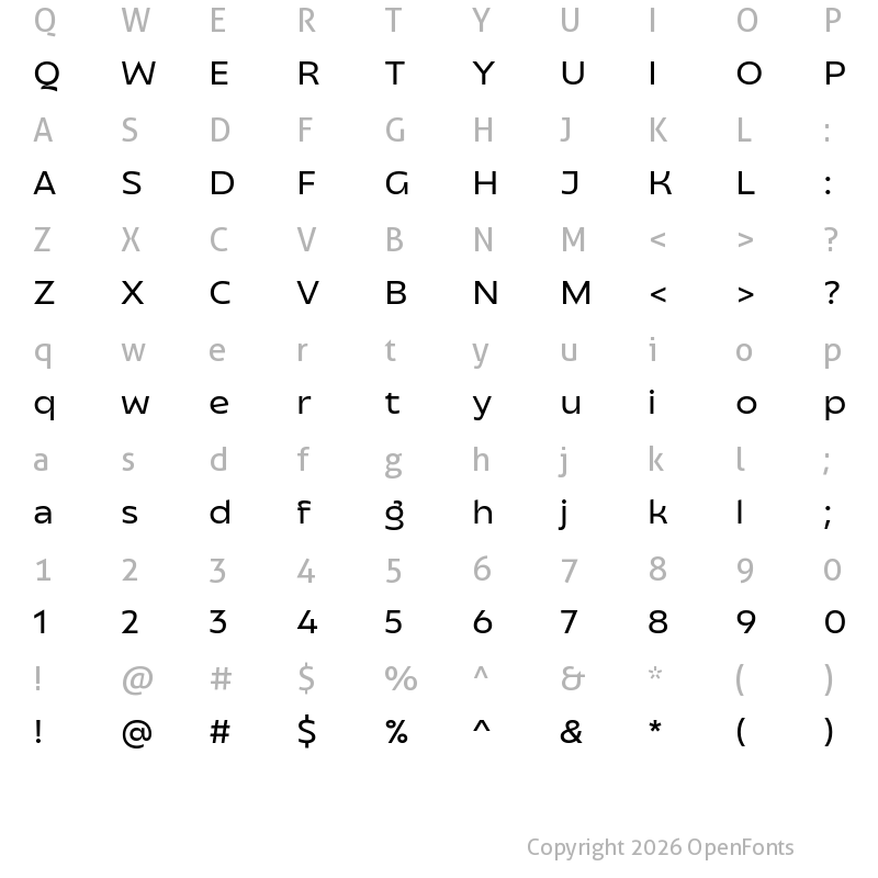 Character Map of Transforma Sans Medium