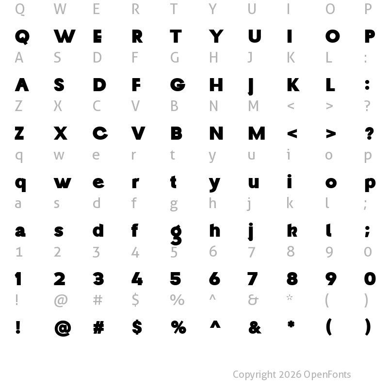Character Map of travel elegant Bold