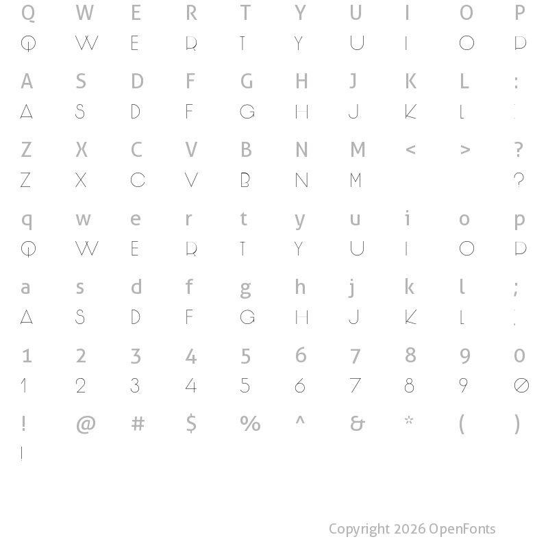 Character Map of Travesta Regular
