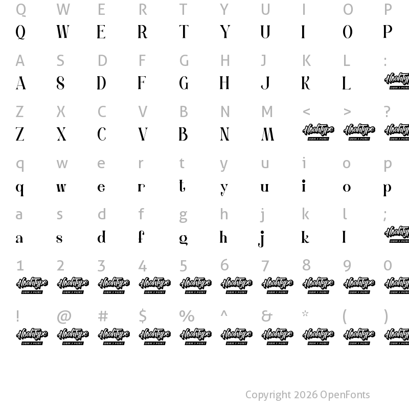 Character Map of Traveston Demo Regular