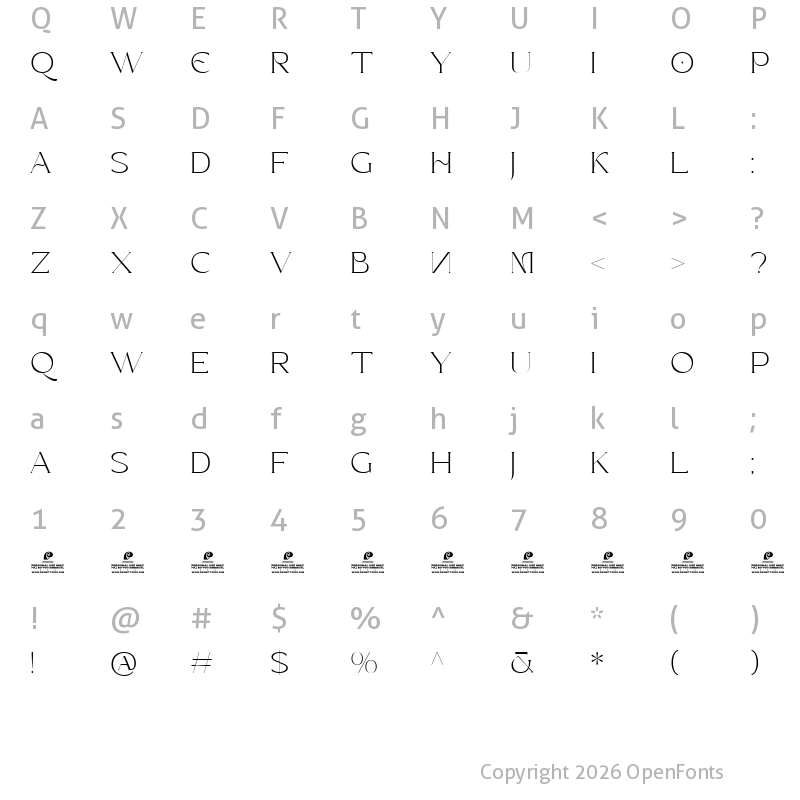Character Map of Treading DEMO Serif