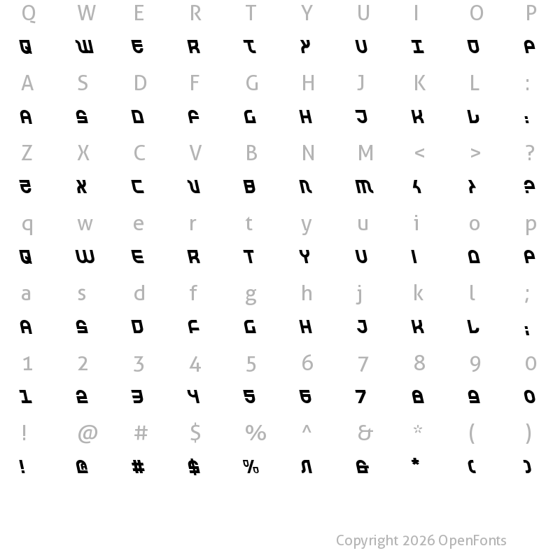 Character Map of Trek Trooper Leftalic Italic