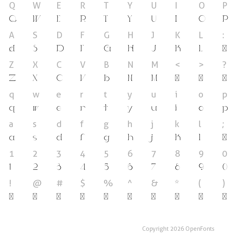 Character Map of Trial-Ladybird Light
