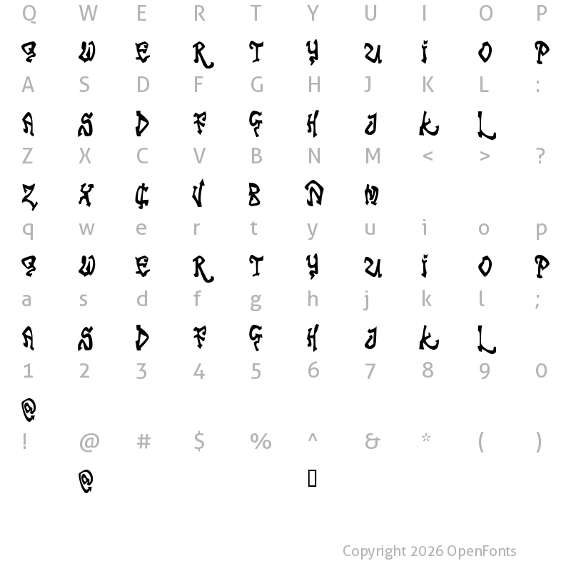 Character Map of Tribal Funk Regular