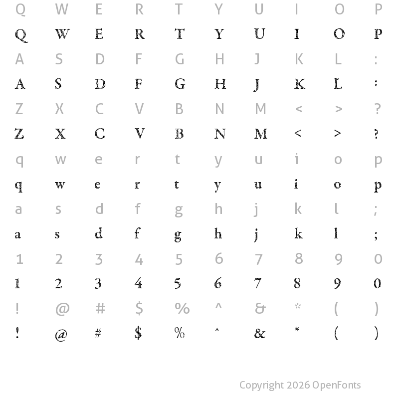 Character Map of Tribal Garamond Regular