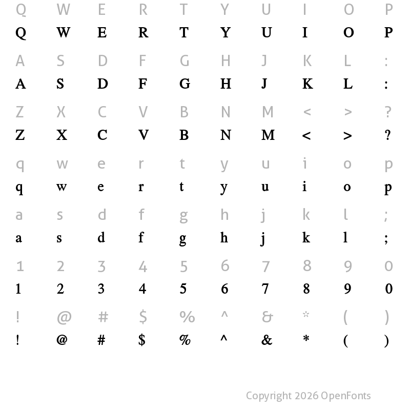 Character Map of Tribun ADF Std Bold Cond