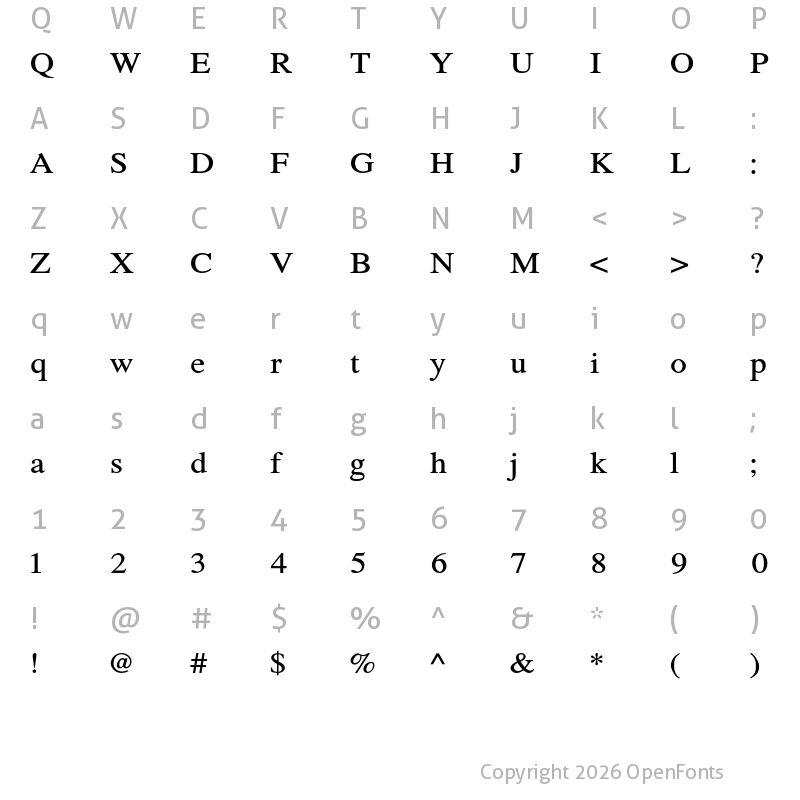 Character Map of Tribun ADF Std Medium