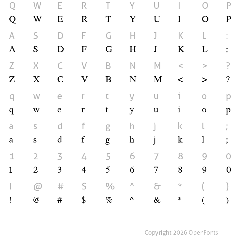 Character Map of Tribun ADF Std Regular
