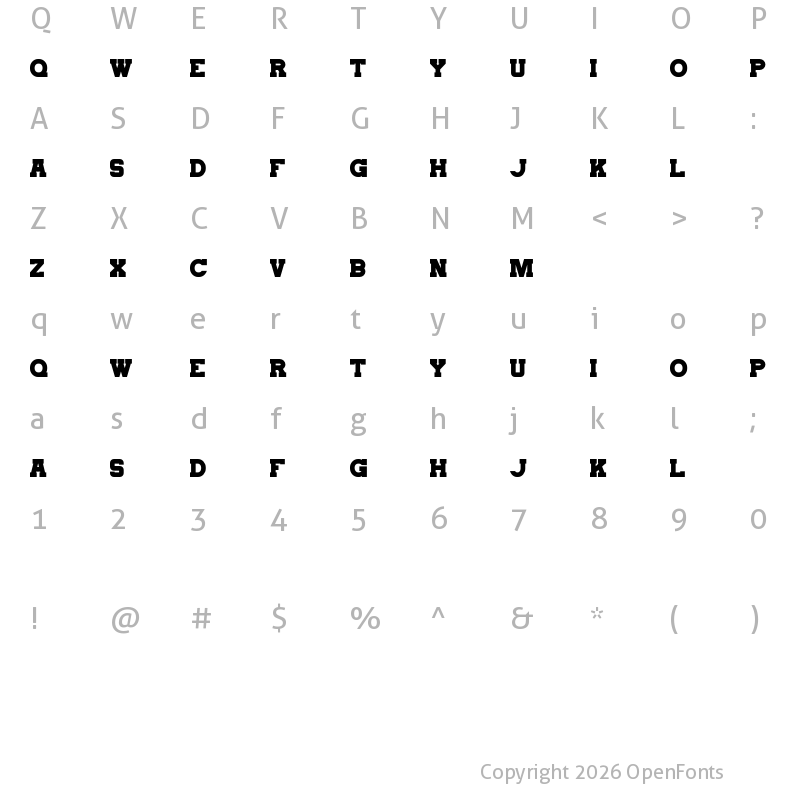 Character Map of Trigger Demo Regular