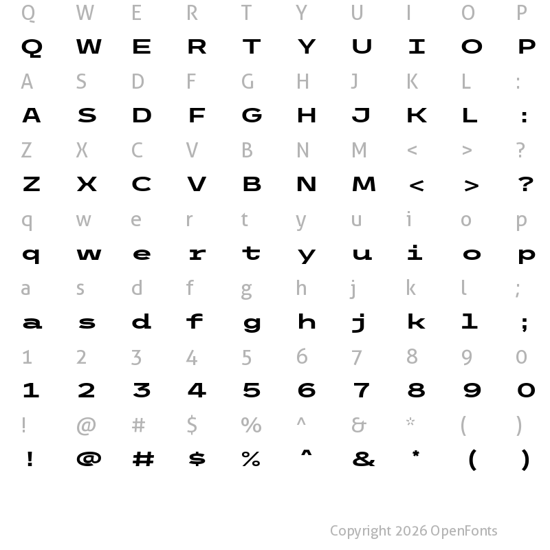 Character Map of Trispace Expanded Bold