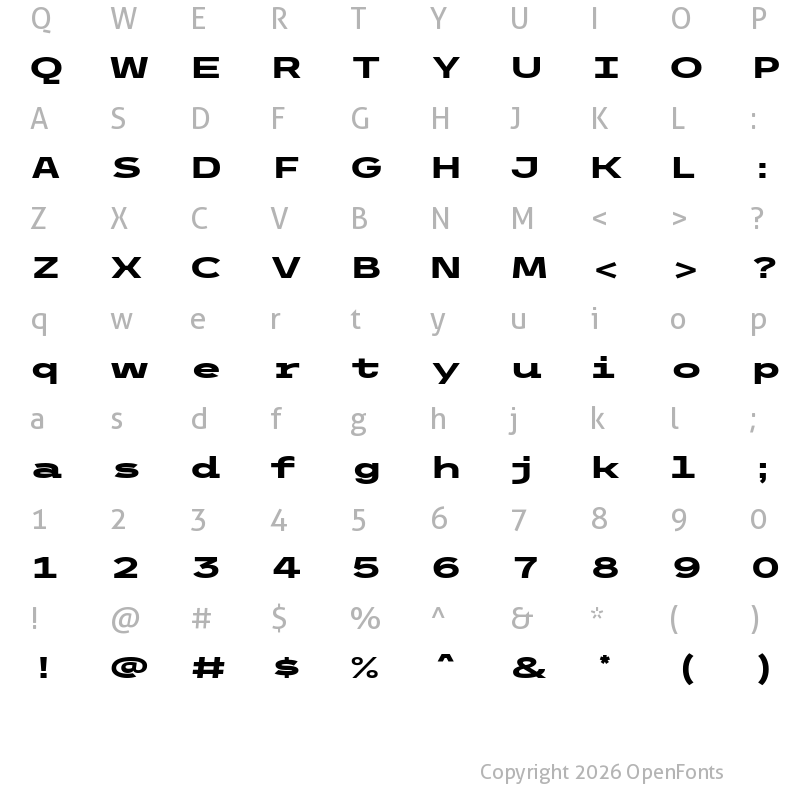 Character Map of Trispace Expanded ExtraBold