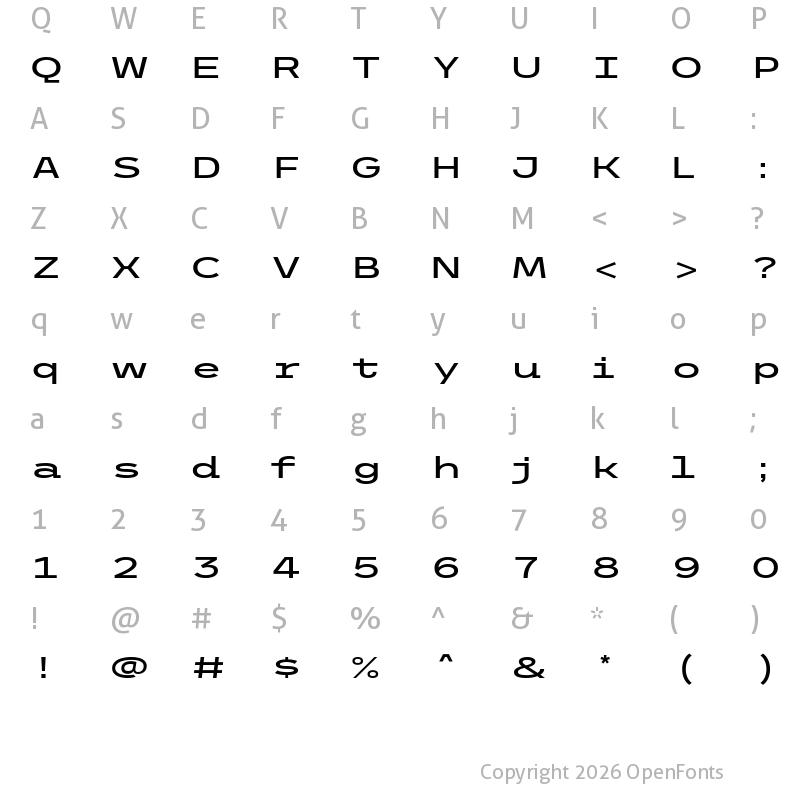Character Map of Trispace Expanded Medium
