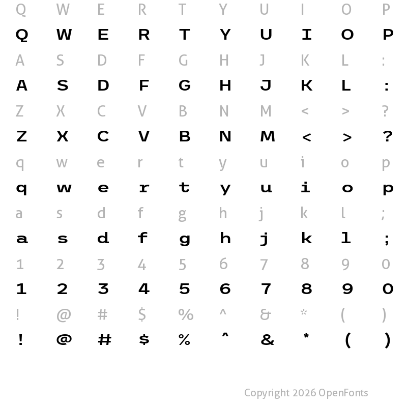 Character Map of Trispace SemiExpanded SemiBold