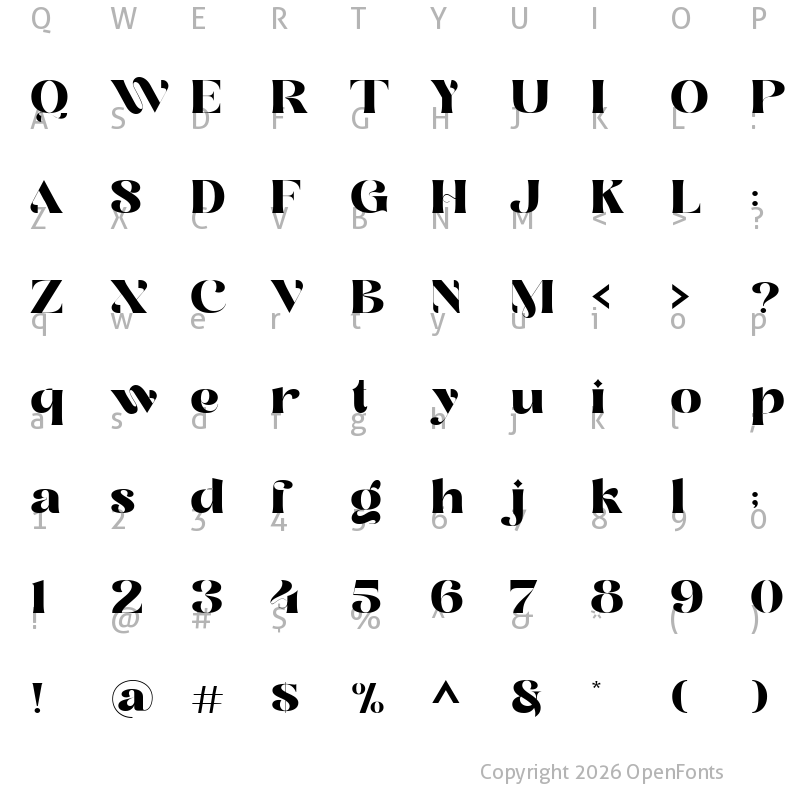 Character Map of Trophy Regular