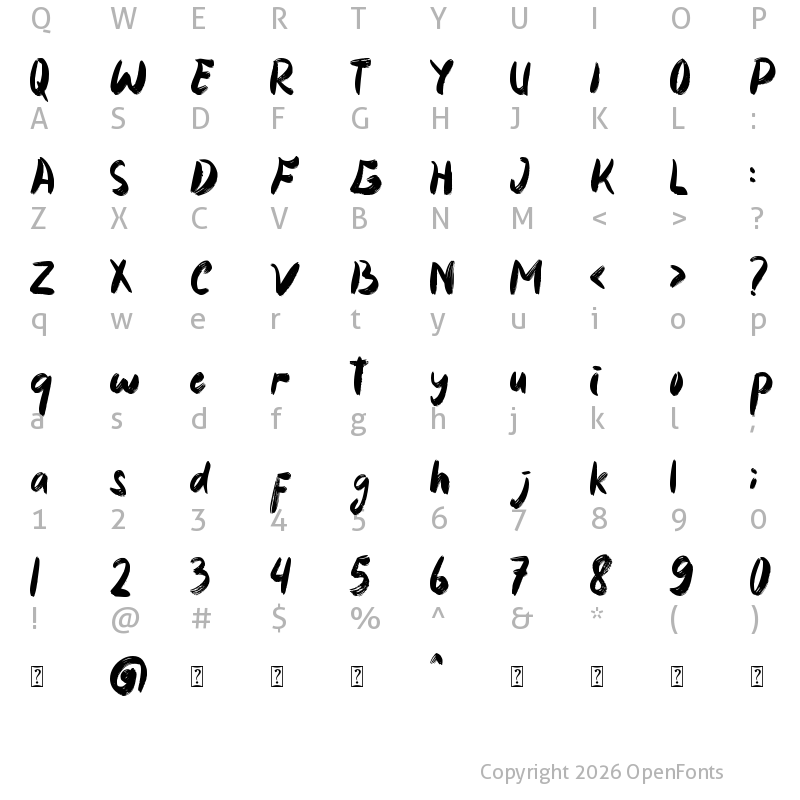Character Map of Tropical Sunday Regular