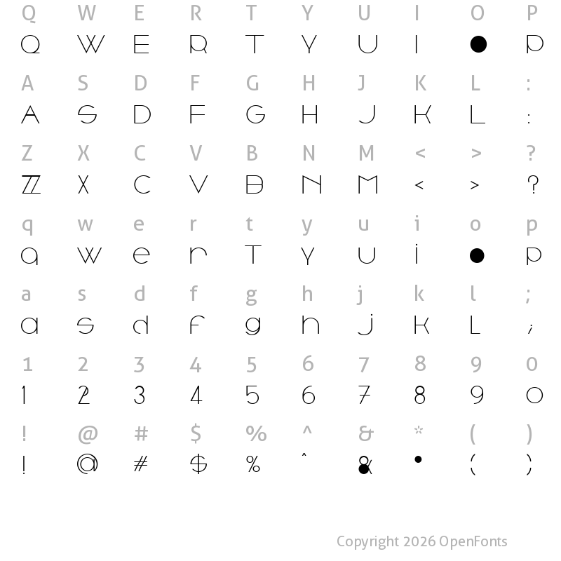 Character Map of Trout Regular