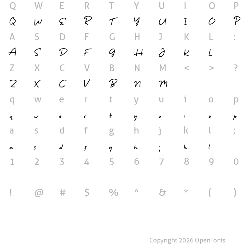Character Map of Troye Free Script
