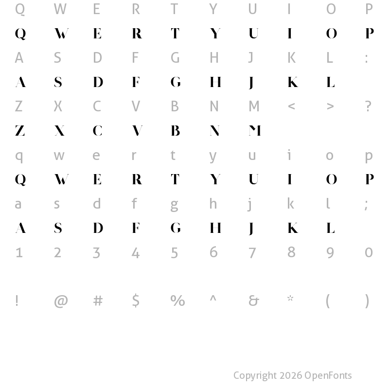 Character Map of Troye Free Serif
