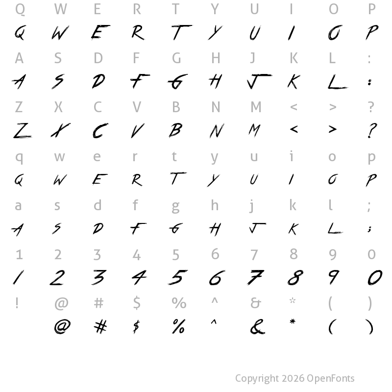 Character Map of True Lies Regular