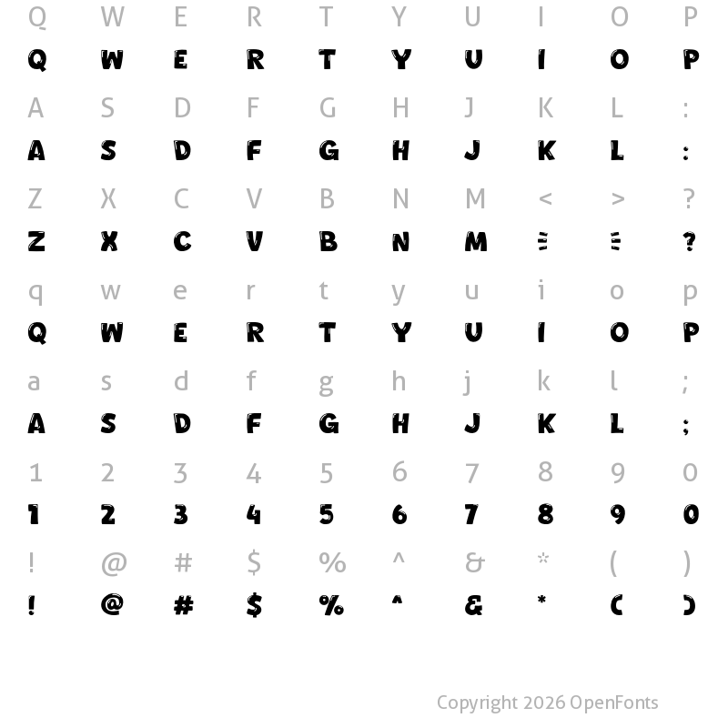 Character Map of Truecat Regular