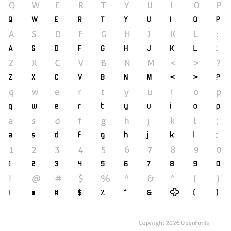 Character Map of Truly Madly Dpad Regular