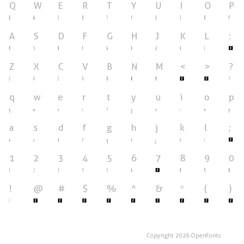 Character Map of TS Gaunt Regular
