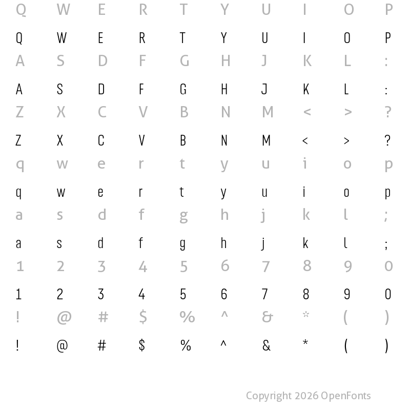 Character Map of TS Kirt Regular