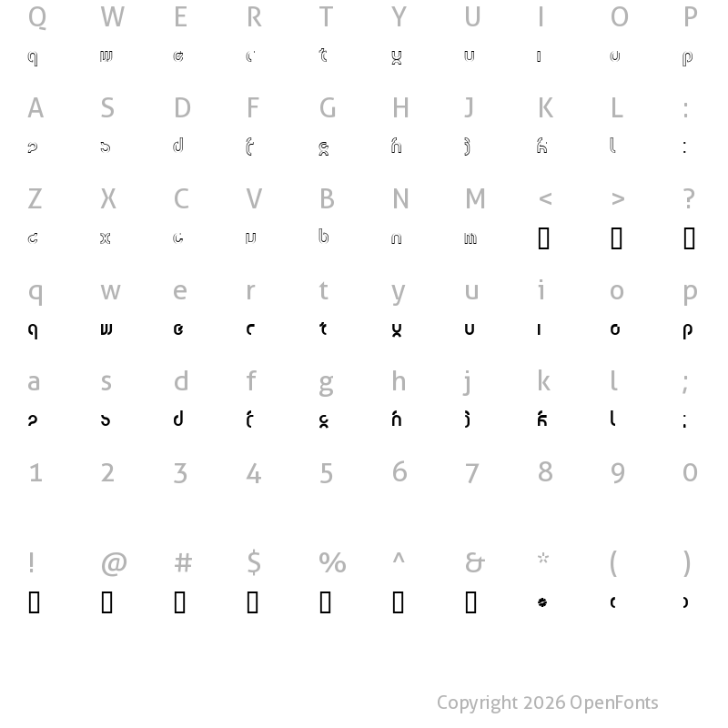 Character Map of tsunami Regular