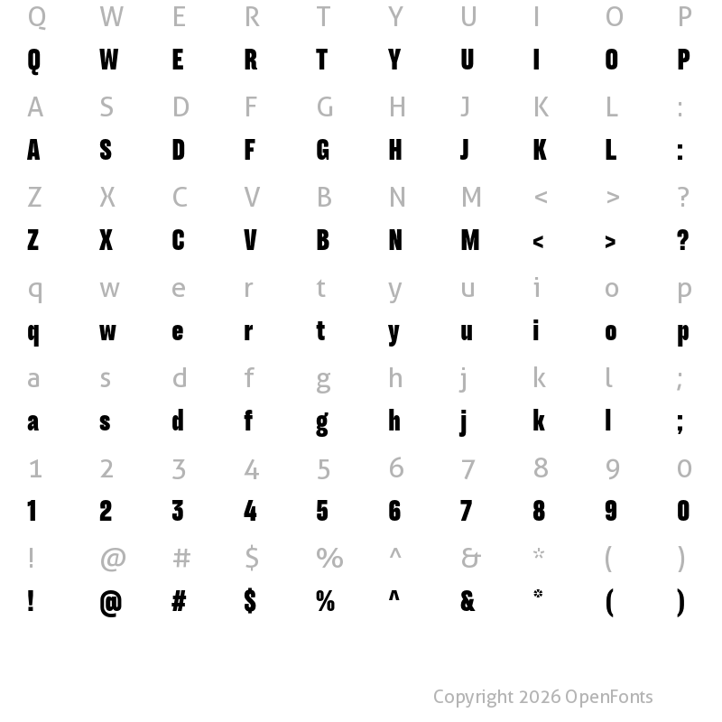 Character Map of TT Backwards Sans Trial Black