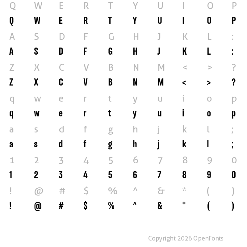 Character Map of TT Backwards Sans Trial Bold