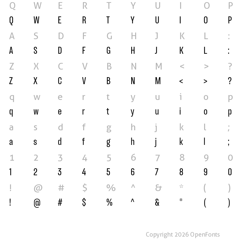 Character Map of TT Backwards Sans Trial Regular