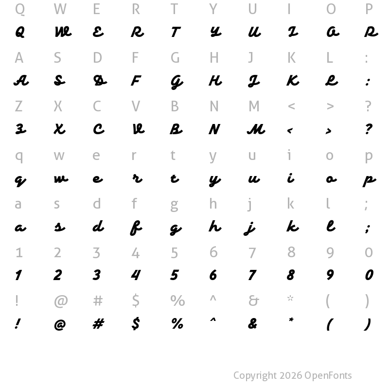 Character Map of TT Backwards Script Trl Black