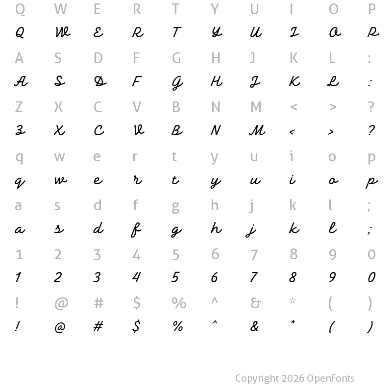 Character Map of TT Backwards Script Trl Regular