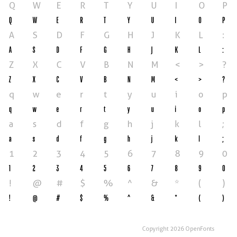 Character Map of TT Bluescreens Trial DemiBold