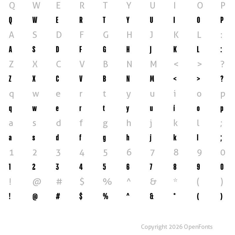 Character Map of TT Bluescreens Trial ExtraBold