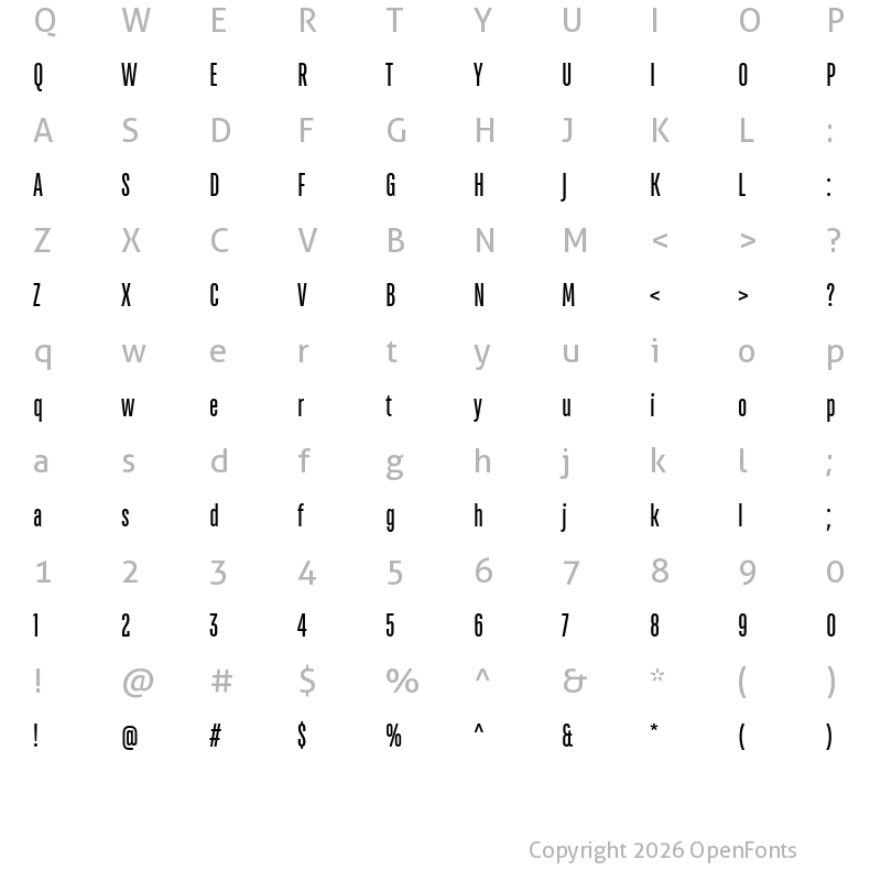 Character Map of TT Bluescreens Trial Variable Regular