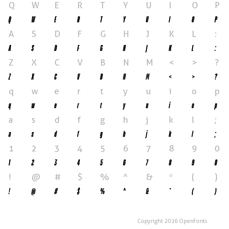 Character Map of TT Bluescreens Trl Cnd Blc It