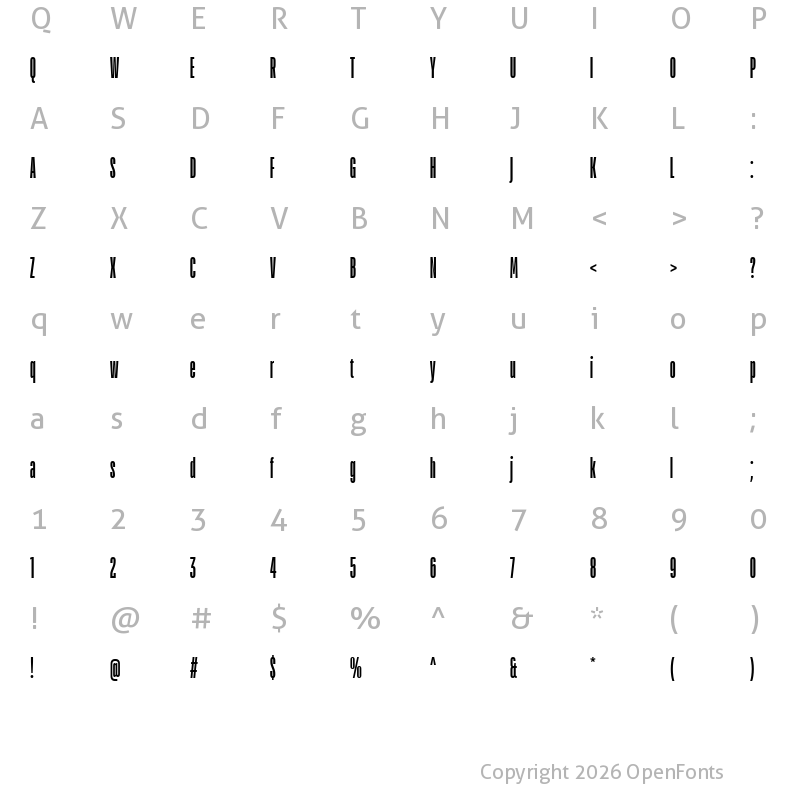 Character Map of TT Bluescreens Trl Cnd Db