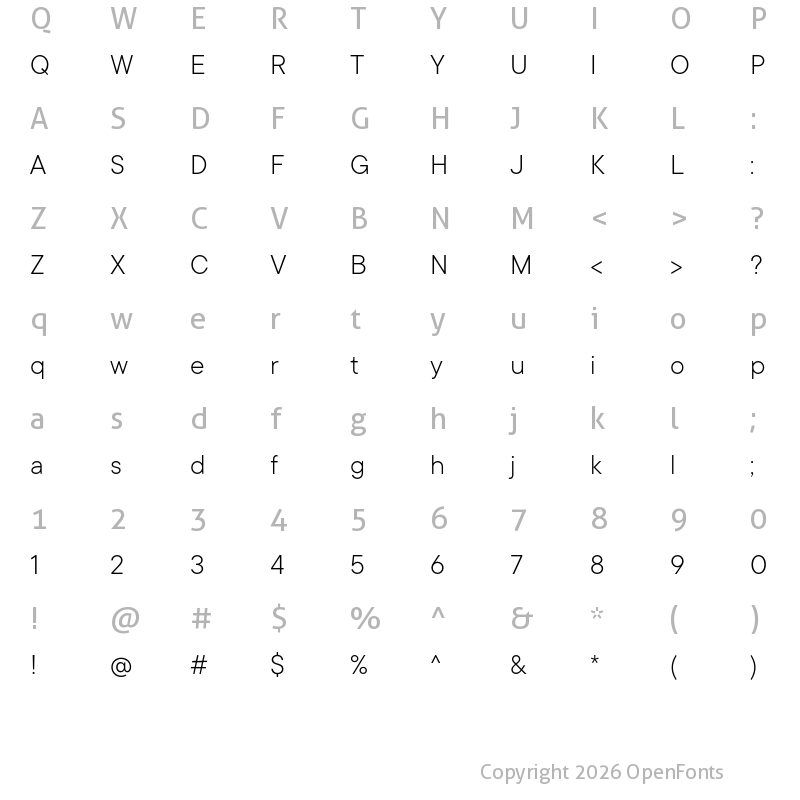 Character Map of TT Commons Light